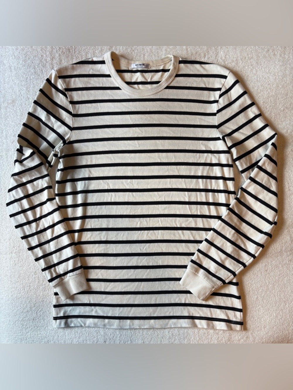 Buck Mason Classic Striped Long Sleeve Tee - Black & Cream. Sz XS